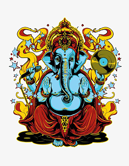 印度象头神彩色插画