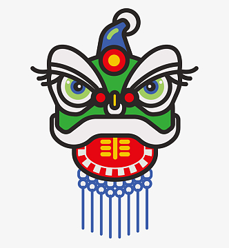 绿色相间狮子头中国风矢量元宵节