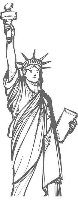手绘美国自由女神