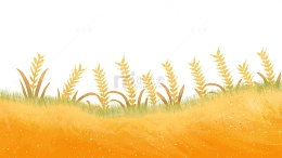 黄色系秋天风吹麦浪手绘插画背景