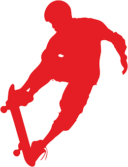 红色帅气滑板少年