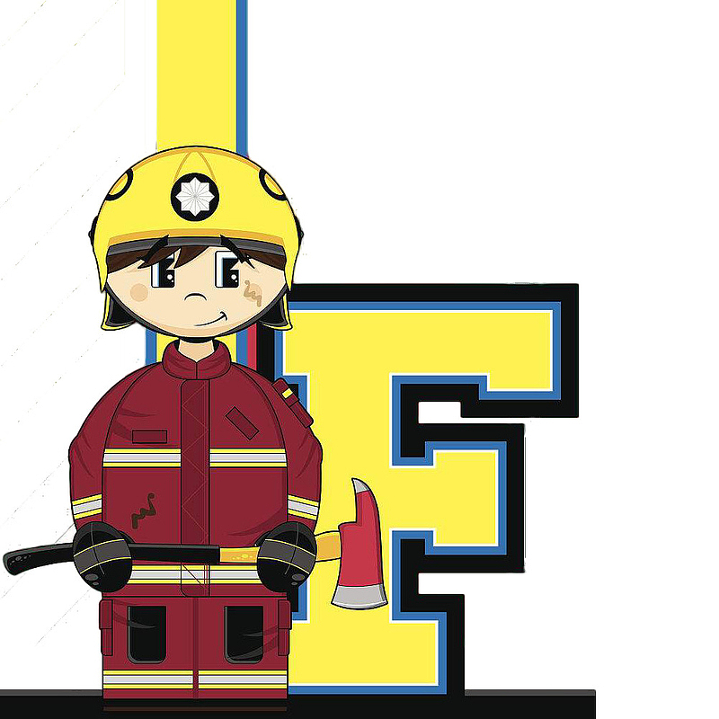 卡通风简笔画消防员英雄
