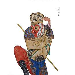 中国风水墨京剧孙猴子插画免抠
