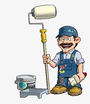 卡通高兴地粉刷匠