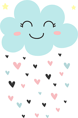 蓝色卡通微笑云朵