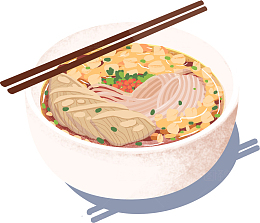 手绘酸汤面免抠图PNG下载食品