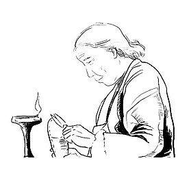 漫画母亲纳鞋简笔画