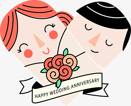 矢量甜美卡通结婚周年插画
