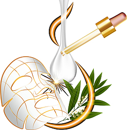 矢量手绘油脂天然护肤面膜效果图