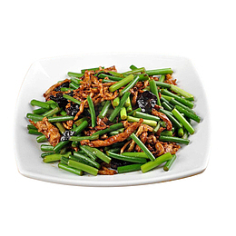 油锅爆炒过的美食佳肴蒜台炒肉