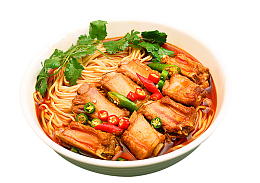 美味好吃的香辣排骨面