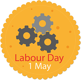 齿轮装饰五一标签