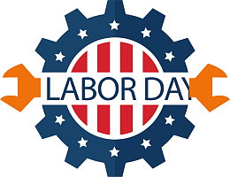 劳动节蓝色卡通齿轮