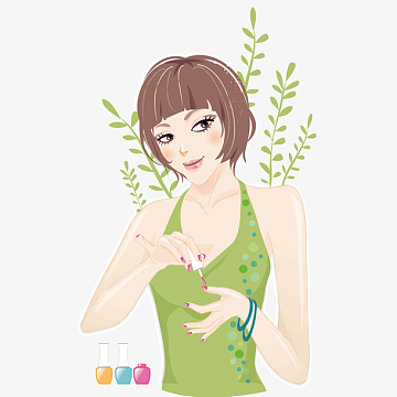 涂指甲油的美女插画