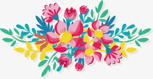 矢量图花团锦簇的花丛