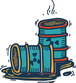 矢量图两个废弃的油桶