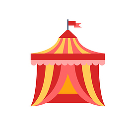 红黄色条纹图案马戏团帐篷