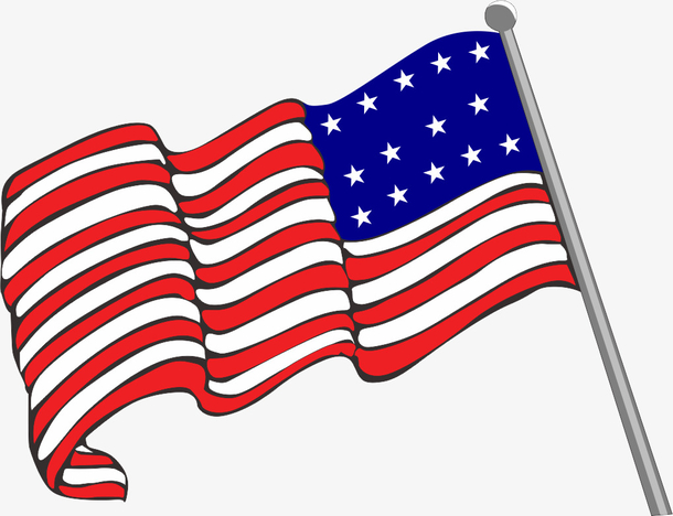 美国国旗简笔画涂色图片