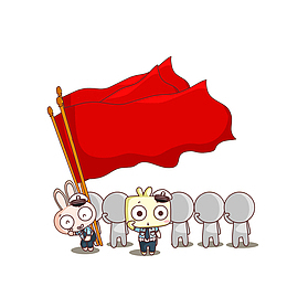 卡通举国旗敬礼的军人素材