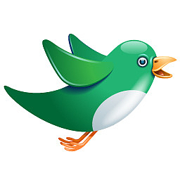 Twitter bird flying green Icon