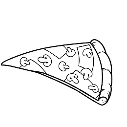简笔素描蘑菇披萨饼