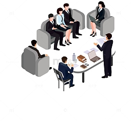 2.5D等距办公工作场景开会会议