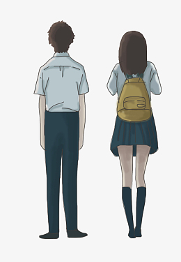 高中生人物背影插画