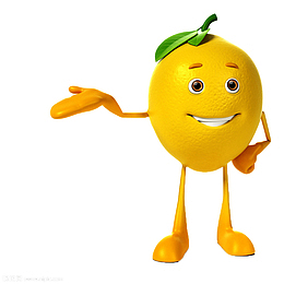 一个卡通黄色橙子拟人化