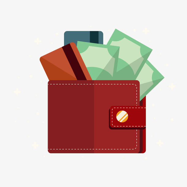 创意装满纸币的钱包矢量图