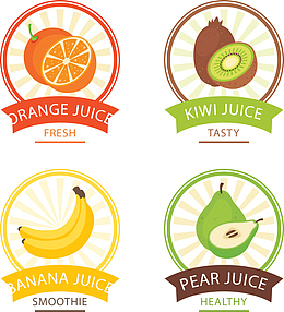 矢量手绘彩色水果标签