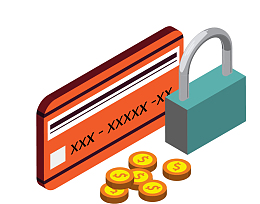 保险锁下的钱币PNG下载