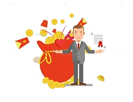 投资理财金融商务卡通插画