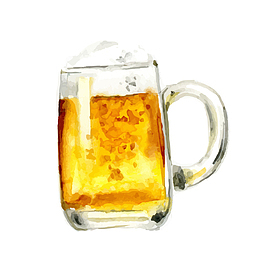 手绘啤酒杯饮料矢量图