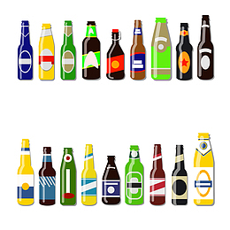 卡通玻璃啤酒瓶矢量图
