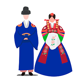 卡通韩国新郎新娘简图