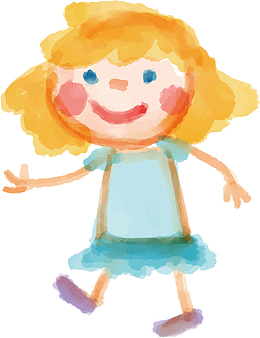 手绘小女孩矢量图下载