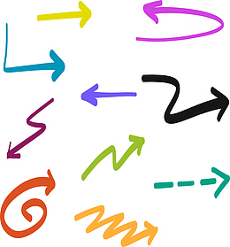手绘多色箭头