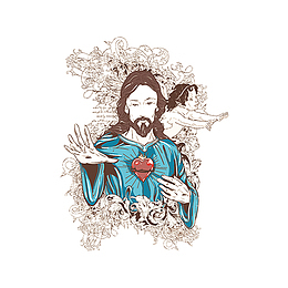 耶稣形象涂鸦风格人物形象素材合