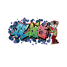 彩色字母涂鸦风格手绘设计元素