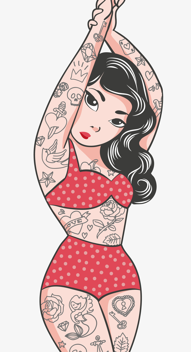 纹身涂鸦女孩素材