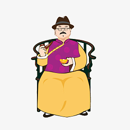 卡通人物古代坐太师椅的掌柜