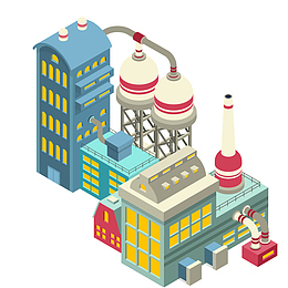 卡通彩色的工厂外观设计