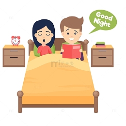 准备睡觉的夫妻人物设计