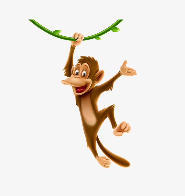 呆萌棕色猴子素材免费下载_觅元素