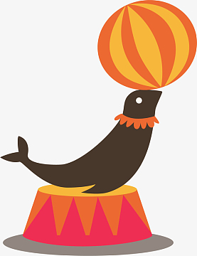 卡通马戏团顶球海豹