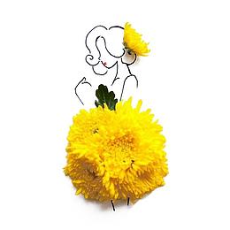迷人的花朵连衣裙少女
