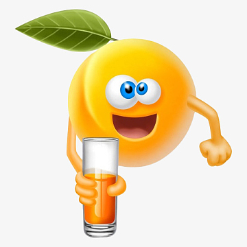 卡通香橙拿着橙汁