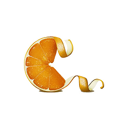 卡通卷皮的橙子片