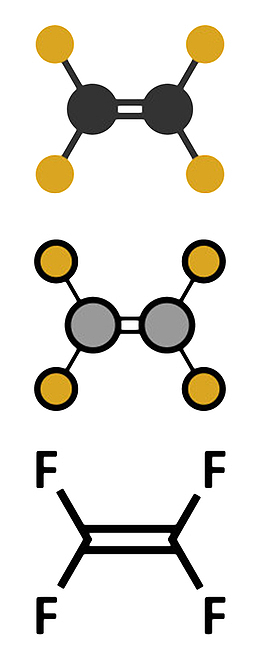 黄色四氟乙烯分子形状素材
