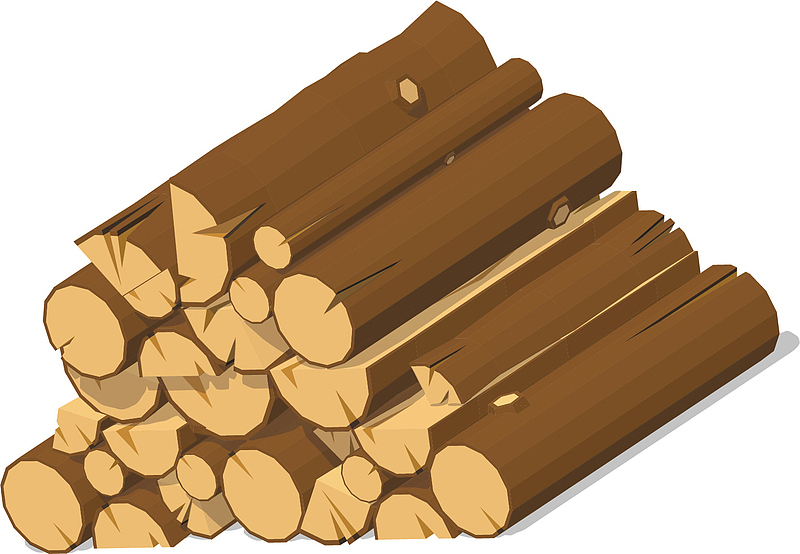 矢量图褐色的木柴堆